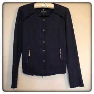 Tweed Zip Jacket - inspired by IRO tweed jacket - Indigo Blue